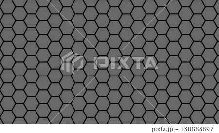 グレーのハニカムパターン｜六角形の幾何学模様 130888897