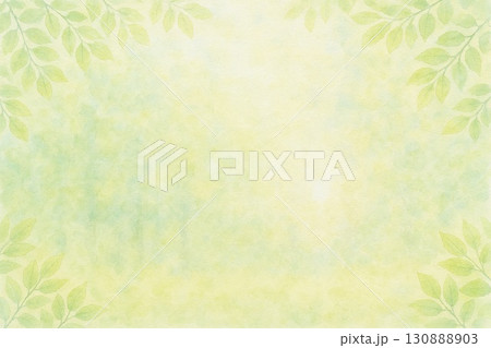 背景素材　新緑　若葉　エコイメージ　水彩画 130888903