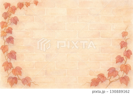 背景素材・紅葉の蔦とレンガ壁 130889162
