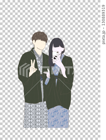 穿著和服約會的情侶 130889319