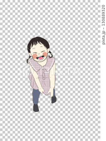 一個女孩在玩一個微笑 一個女孩在玩一個微笑 130889320