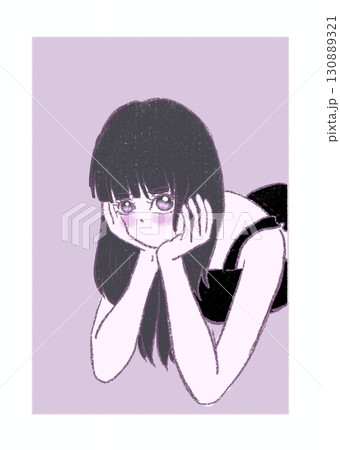 頬杖をつく女の子 頬杖をつく女の子 130889321