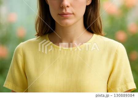 Soft Yellow Cotton Tee In Gentle Garden Light 130889384
