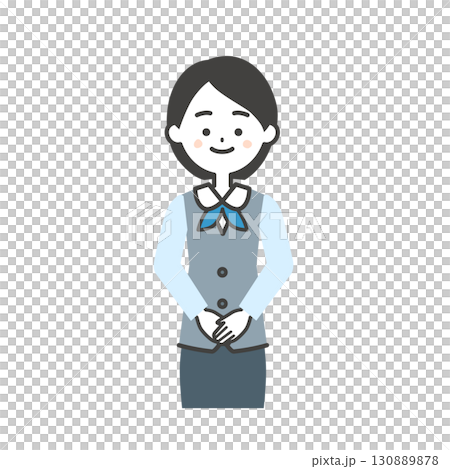 圖：一位身穿制服、圍巾、背心、雙手交叉胸前的女性 130889878