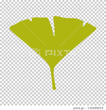 黄緑色のイチョウの葉のイラスト 黄緑色のイチョウの葉のイラスト 130890054