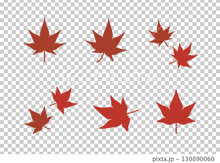 Red autumn leaves illustration set Red autumn leaves illustration set 130890060