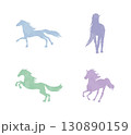 馬のシルエット　水彩 130890159