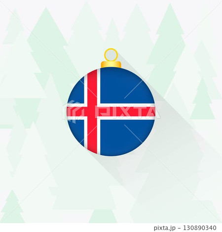 Iceland National Flag Christmas Decoration. 130890340