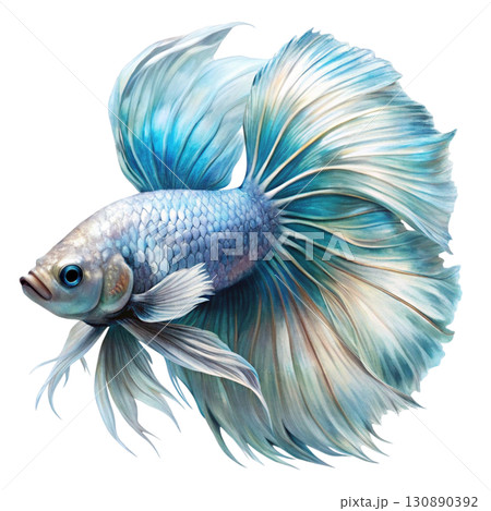 fighting fish Betta fish Watercolor white background  fighting fish Betta fish Watercolor white background  130890392