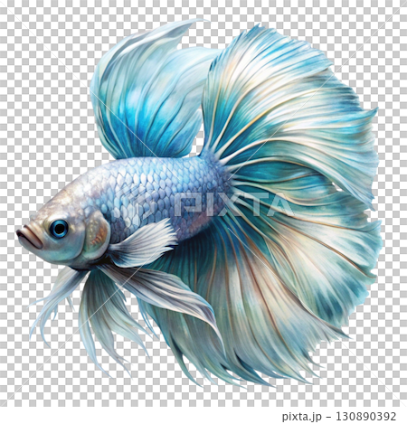 fighting fish Betta fish Watercolor white background  fighting fish Betta fish Watercolor white background  130890392