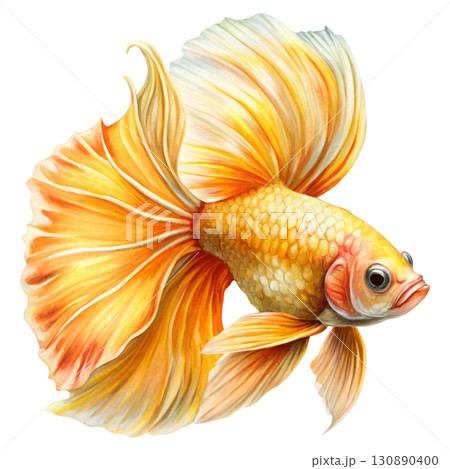 fighting fish Betta fish Watercolor white background  fighting fish Betta fish Watercolor white background  130890400