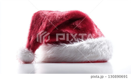 Red and White Santa Hat Isolated on White Background for Holidays 130890691
