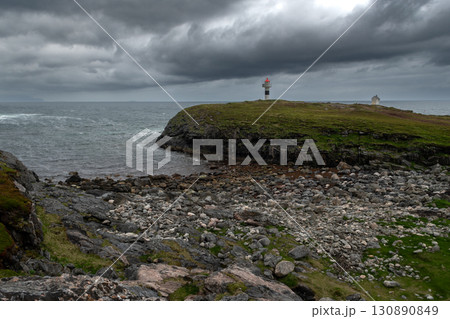 Borhella Lighthouse At The Coast Of Andoya Island Of Lofoten In Norway Borhella Lighthouse At The Coast Of Andoya Island Of Lofoten In Norway 130890849