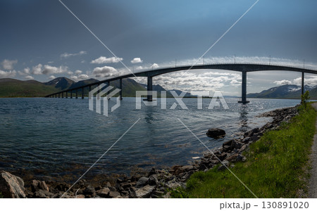 Bridge Andoybrua On Andoya Island From Risoyhamn To Dragnes On Lofotes In Norway Bridge Andoybrua On Andoya Island From Risoyhamn To Dragnes On Lofotes In Norway 130891020