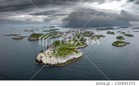 Famous Football Ground In Henningsvaer City On Lofoten Islands In Norway Famous Football Ground In Henningsvaer City On Lofoten Islands In Norway 130891355