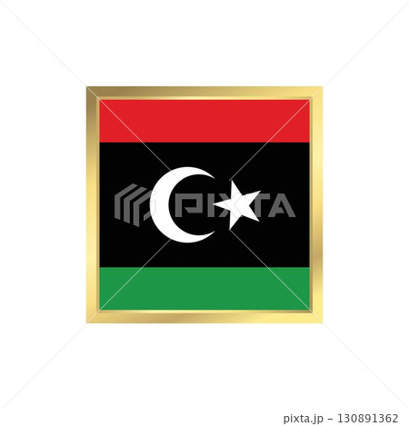 Libyan Flag Icon with a Golden Frame Libyan Flag Icon with a Golden Frame 130891362