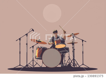 ドラマーイラスト 130891373