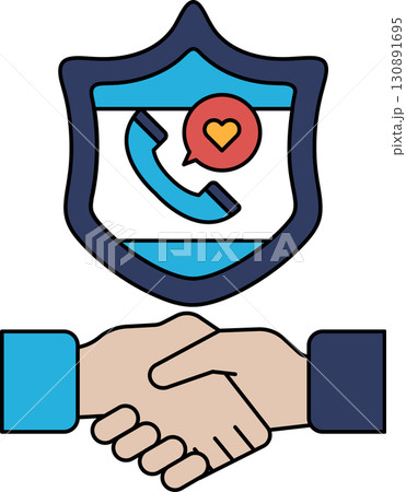 A shield with a phone and a heart on it 130891695