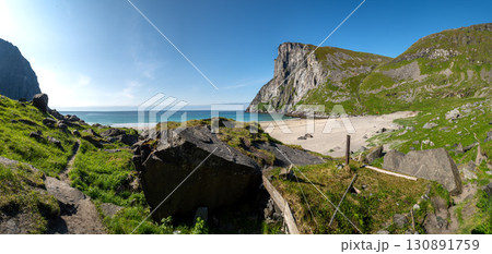 Hobbit Hut Shelter From Surfers On Kvalvika Beach On Lofoten Islands In Norway Hobbit Hut Shelter From Surfers On Kvalvika Beach On Lofoten Islands In Norway 130891759