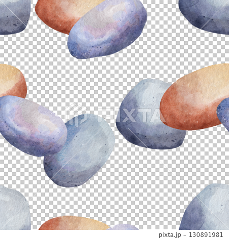 Seamless pattern of multicolored stones. Gray and orange bricks. Abstract, watercolor illustration of natural elements, white background Seamless pattern of multicolored stones. Gray and orange bricks. Abstract, watercolor illustration of natural elements, white background 130891981