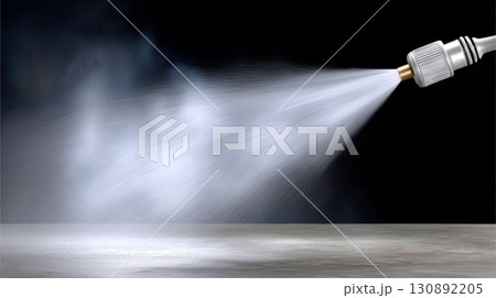 Water spray nozzle releasing mist in a dark environment at close range Water spray nozzle releasing mist in a dark environment at close range 130892205