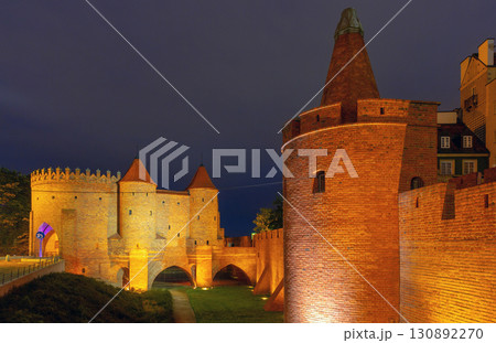 Warsaw Barbican at Night, Warsaw, Poland Warsaw Barbican at Night, Warsaw, Poland 130892270