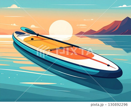 パドルボード　シンプルなイラスト 130892296