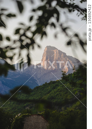 Landscape with Albanian Alps in First Rays of Dawn 130892422