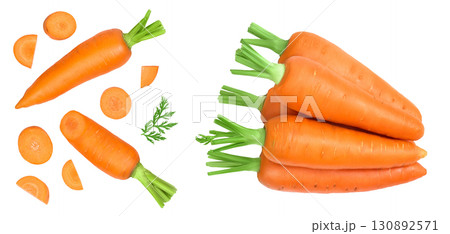 Carrot isolated on white background . Top view with copy space for your text. Flat lay, Carrot isolated on white background . Top view with copy space for your text. Flat lay, 130892571