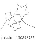 Continuous line drawing of stars. Minimalist black linear sketch isolated on white background. Hand drawn vector illustration. 130892587