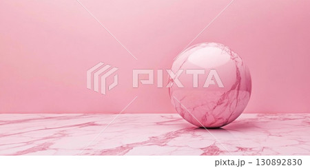 Pink Marble Sphere on Pink. 130892830