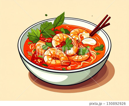 トムヤムクン　シンプルなイラスト 130892926