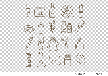Organic Beauty Line Icons Set (20 items) 130892990