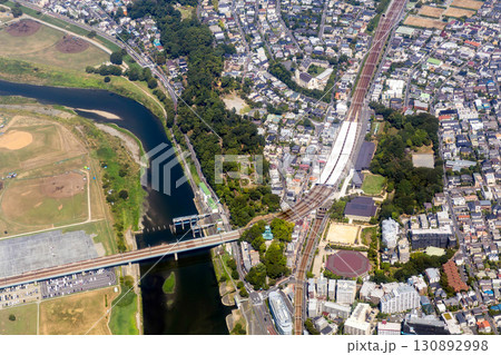 東急多摩川駅付近を空撮 東急多摩川駅付近を空撮 130892998