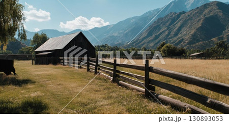 Ranch Barn Mountain Landscape. 130893053