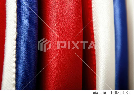 Red with White, and Blue Satin Fabric. 130893103