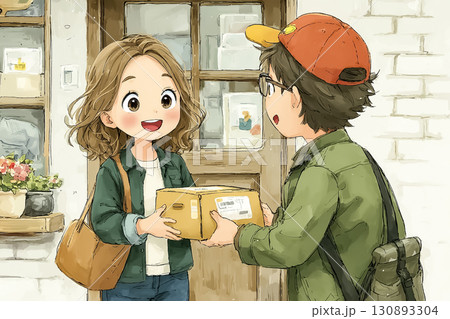 美優シリーズ:美優が玄関先で荷物を受け取るシーン 美優シリーズ:美優が玄関先で荷物を受け取るシーン 130893304