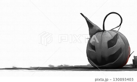 墨絵風の不気味なハロウィンかぼちゃ 130893403