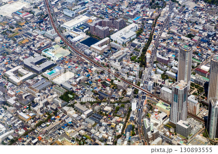川崎市中原区役所付近を空撮 130893555