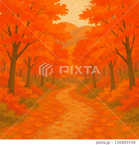 紅葉の山道 130893556