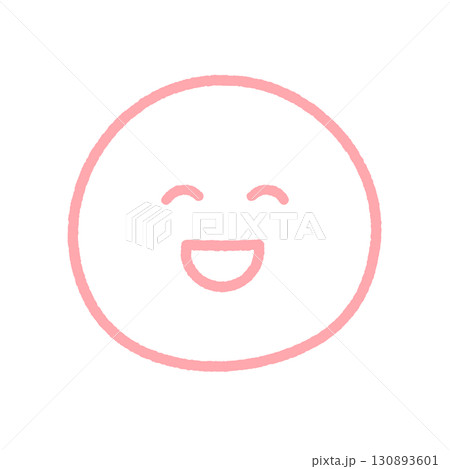 にこにこ笑っている顔の絵文字 - シンプルでかわいいおもしろい・楽しい感情の手書きのピンクのアイコン にこにこ笑っている顔の絵文字 - シンプルでかわいいおもしろい・楽しい感情の手書きのピンクのアイコン 130893601