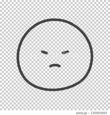 Hand-drawn black emoji icon of a displeased expression - Simple and cute angry face illustration material 130893605