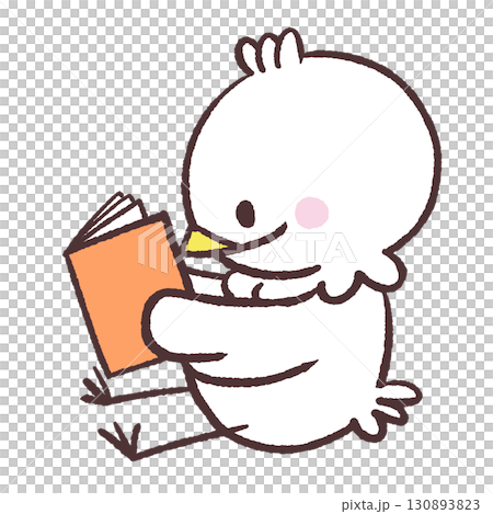 一隻白鳥坐著看書的插圖 130893823