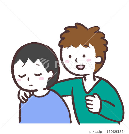男性の肩に手を置く男性のイラスト 130893824