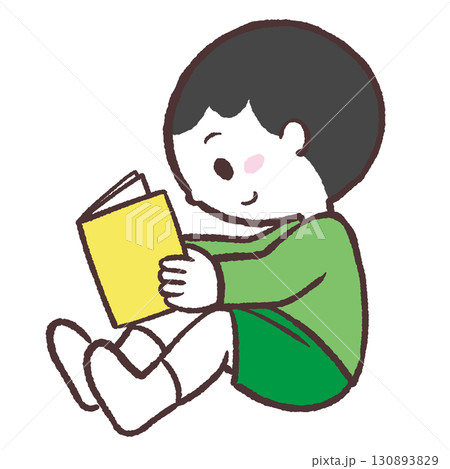 座って本を読む男の子のイラスト 130893829