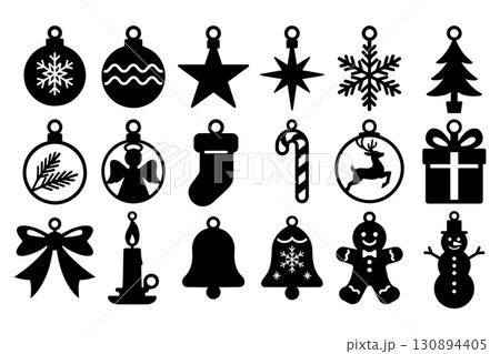 Black festive vector decoration icons Black festive vector decoration icons 130894405