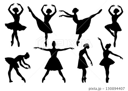 Silhouette ballerina poses vector set Silhouette ballerina poses vector set 130894407