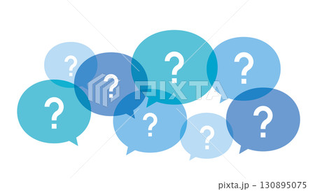 はてなマーク 吹き出し 青 ビジネスカラー 沢山の疑問の声 はてなマーク 吹き出し 青 ビジネスカラー 沢山の疑問の声 130895075