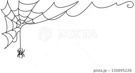 Halloween cobweb decoration card. Spiderweb. Corner, half of spiders web. 130895226