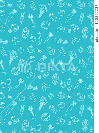 かわいい手描きの野菜カラー背景パターン 130895237